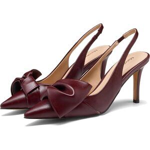 Women's Pu Wine Red Slingback Elasticated Strap Stylish Comfortable Heel